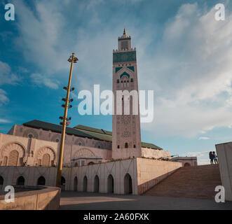 low angle view of Hassan II Mosque against sky - Casablanca, Morocco Stock Photo