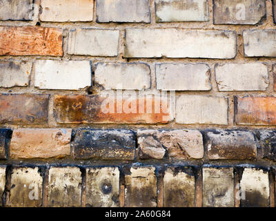 masonry of old brick. burnt. many years later. Stock Photo