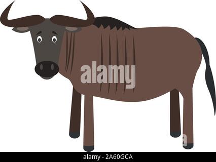 Cute cartoon wildebeest vector illustration Stock Vector