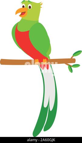 Cute cartoon quetzal vector illustration Stock Vector