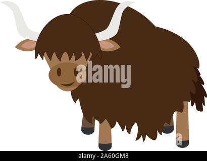 Cute cartoon yak vector illustration Stock Vector