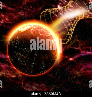wormhole, multiverse and time travel concept illustration Stock Photo
