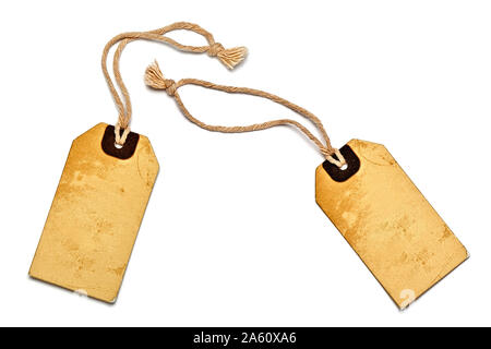 Two natural label tags isolated on white background Stock Photo
