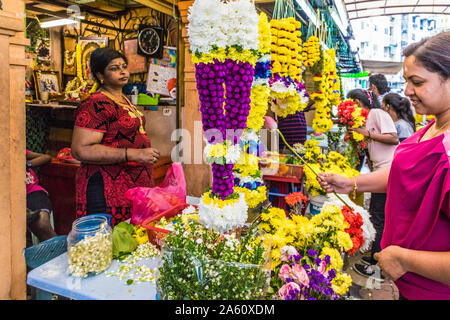 Colourful garland stalls in Little India in Kuala Lumpur, Malaysia, Southeast Asia, Asia Stock Photo