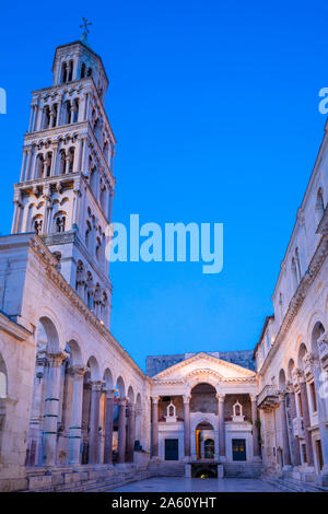 Illuminated Diocletian's Palace, UNESCO World Heritage Site, Split, Dalmatian Coast, Croatia, Europe Stock Photo