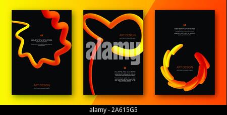 Creative colorful cover set. Trendy abstract design flyers with fluid multicolored gradient shapes. Abstract curved forms Stock Vector