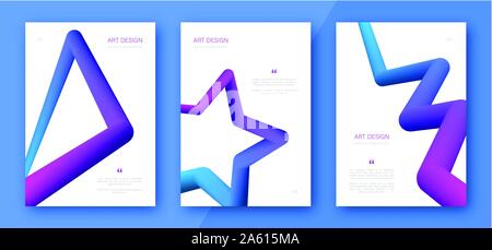 Creative colorful cover set. Trendy abstract design flyers with fluid yellow-orange gradient shapes. Abstract curved forms Stock Vector