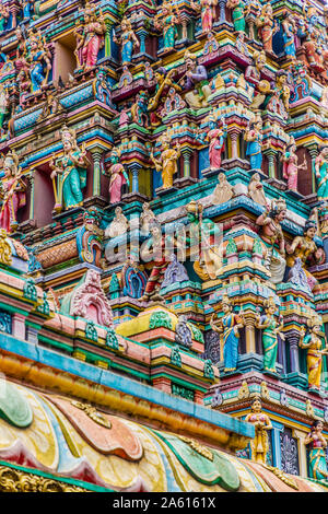 Colourful roof detail on the Sri Mahamariamman Temple in Kuala Lumpur, Malaysia, Southeast Asia, Asia Stock Photo