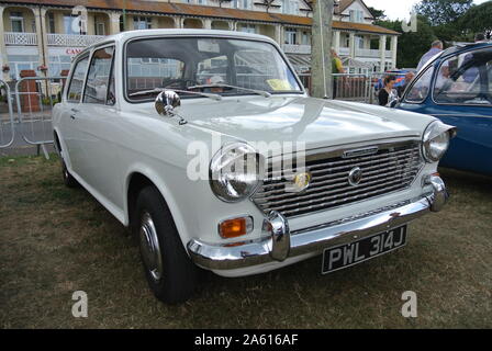 A 1970 Austin 1100 parked up on display at the English Riviera classic car show, Paignton, Devon, England, UK. Stock Photo