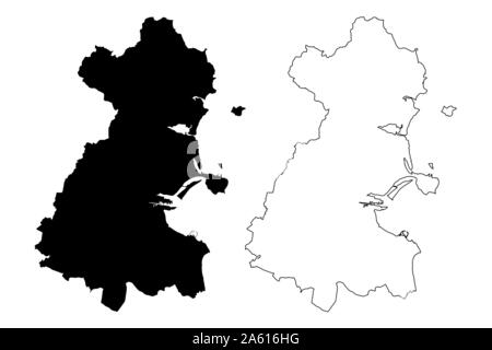 County Dublin (Republic of Ireland, Counties of Ireland) map vector illustration, scribble sketch Dublin region map Stock Vector