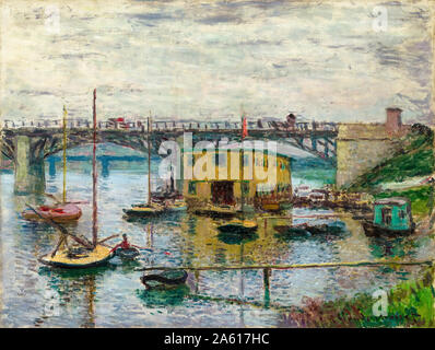 Claude Monet, Bridge at Argenteuil on a Gray Day, landscape painting, 1876 Stock Photo