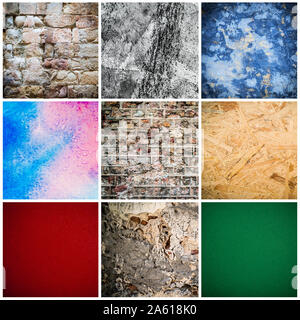 collage of different textural backgrounds Stock Photo