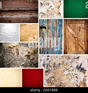 collage of different textural backgrounds Stock Photo