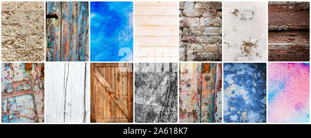 collage of different textural backgrounds Stock Photo