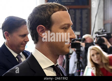Washington, United States. 23rd Oct, 2019. Washington Dc, United States. 23rd Oct, 2019. Facebook CEO Mark Zuckerberg arrives to testify before a Congressional hearing on 'An Examination of Facebook and Its Impact on the Financial Services and Housing Sectors' on Capitol Hill in Washington, DC on Wednesday, October 23, 2019. Photo by Pat Benic/UPI Credit: UPI/Alamy Live News Stock Photo