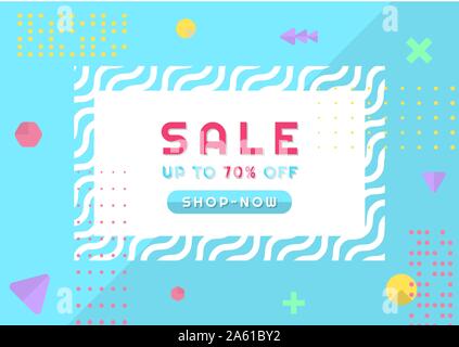 Sale banner abstract geometric modern memphis design with colorful shape and halftone. vector illustration Stock Vector