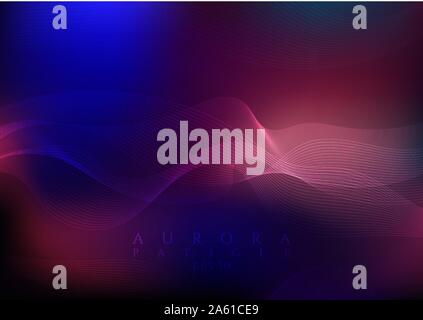 Aurora particle background dark color design line flow curve modern abstract style. vector illustration Stock Vector