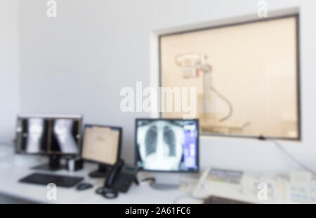 X-ray of chest and knee on modern computers in laboratory Stock Photo