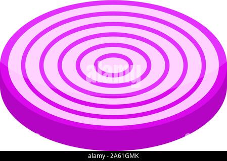 Slice of purple onion icon, isometric style Stock Vector