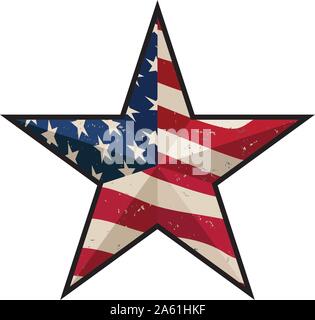 American Patriotic Barn Star with Antique Stars and Stripes Isolated Vector Illustration Stock Vector