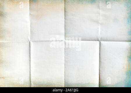Close-up of old paper folded in eight texture background Stock Photo