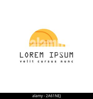 Construction yellow helmet flat icon. Vector illustration isolated on white background Stock Vector
