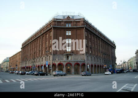 Historic Hotel Astoria, opened in December 1912, corner view facing St. Isaak Square, St Petersburg, Russia Stock Photo