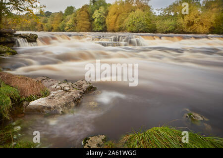 Aysgarth falls, lower region, river Ure in the Yorkshire Dales National Park, England, UK Stock Photo