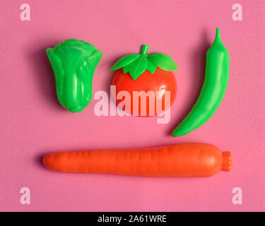 Plastic vegetable collection set isolated on white background Stock Photo