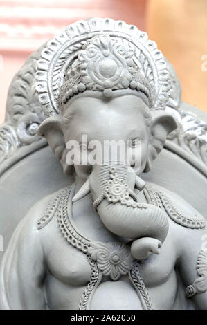 Mumbai, Maharashtra, India, Southeast Asia : Workshop for making Huge idols of lord Ganesh elephant-headed Hindu god Ganesha for Ganpati festival. Stock Photo