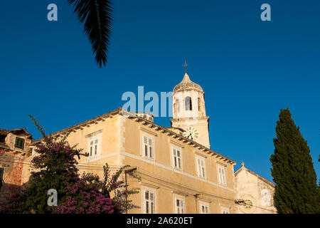 Belltower of St. Nicholas' church, Cavtat,  Dubrovnik-Neretva, Croatia Stock Photo