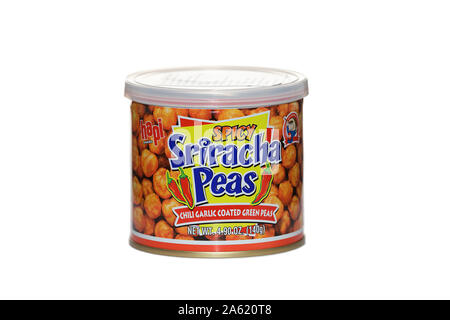 Sriracha peas on isolated white background Stock Photo