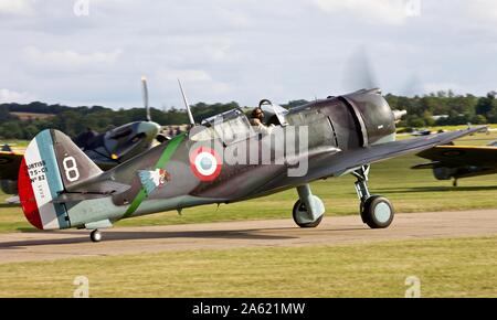 Curtiss-Wright Hawk 75 ‘G-CCVH’ taxiing on the runway at the Flying Legends Airshow on the 14th July 2019 Stock Photo