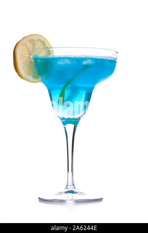 Blue Lagoon cocktail isolated on white background Stock Photo