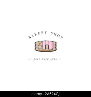 Vector design template and emblem - biscuit icon for cake shop. Sweet shop. Logo in trendy linear style Stock Vector