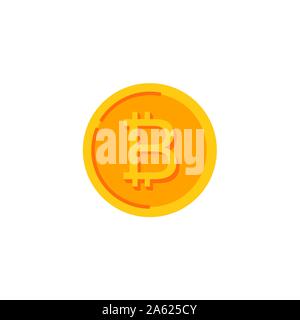 Bitcoin. Gold coin with cryptocurrency logo. Vector illustration isolated on white background. Stock Vector