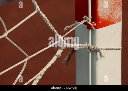 soccer goal sports equipment on the field on the street Stock Photo
