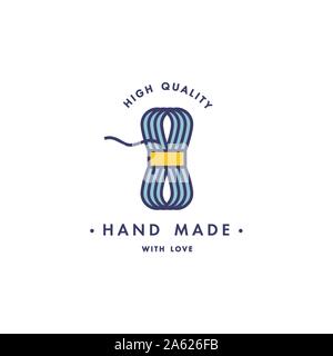 Spool of threads icon. Vector isolated symbol of tailor tools for handmade clothing store or atelier tailoring salon Stock Vector