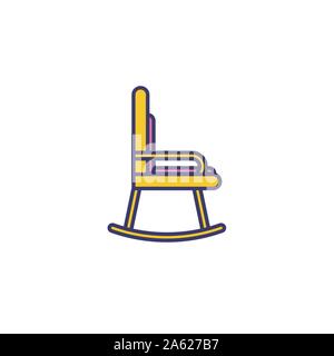 Vector linear wood furniture logo. Hand made rocking chair isolated symbol Stock Vector