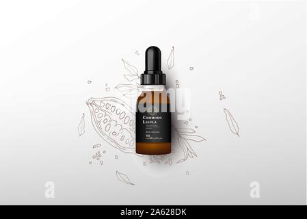 Realistic essential oil brown bottle. Stock Vector