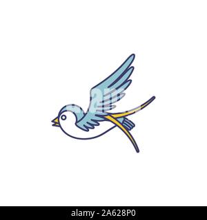 Swallow icon isolated on white background. Tattoo Style Swallow. Vector linear symbol Stock Vector