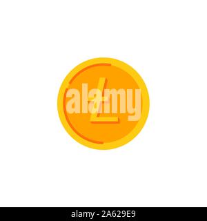 Litecoin. Gold coin with cryptocurrency logo. Vector illustration isolated Stock Vector