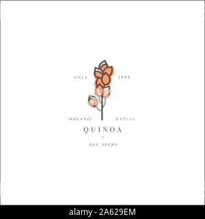 Vector design element and icon in linear style - quinoa - healthy eco food. Organic ingredient. Stock Vector