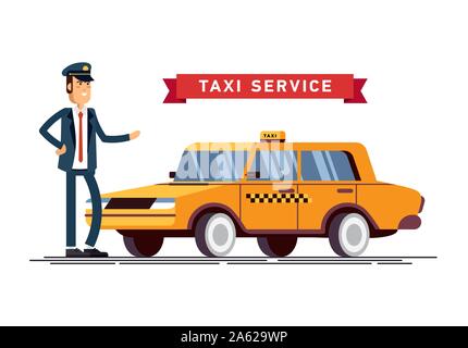 Taxi driver Call with smartphone service background Stock Vector
