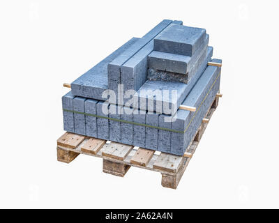 Paving stones in road construction isolated on a pallet Stock Photo