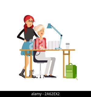 Creative work concept vector background with young adult man Stock Vector