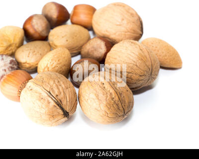 different nuts isolates on white background Stock Photo