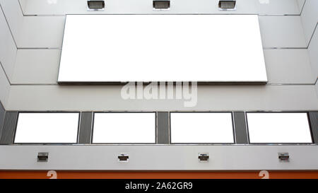 Rectangular White Mockup Poster City Advertisement Isolated in the mall Stock Photo