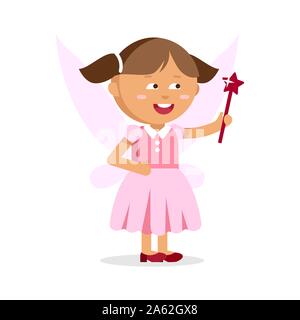 Cute little fairy girl with Magic wand Stock Vector