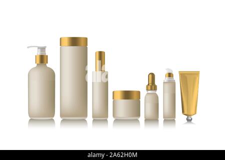 Realistic beige bottle for essential oil Stock Vector